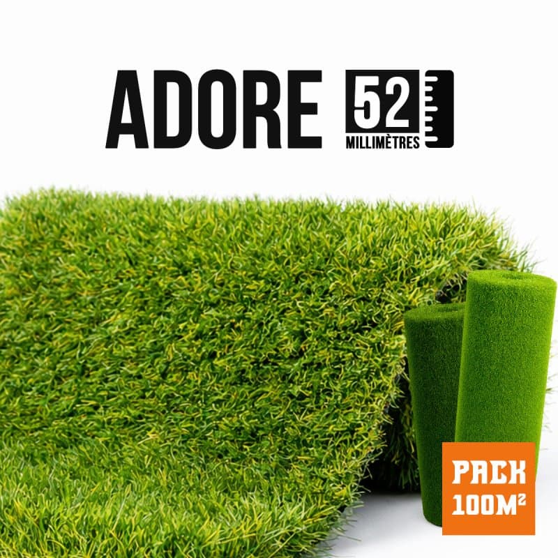 100m² Pack Adore / Paris 52mm Gazon synthétique Luxe 4*25
