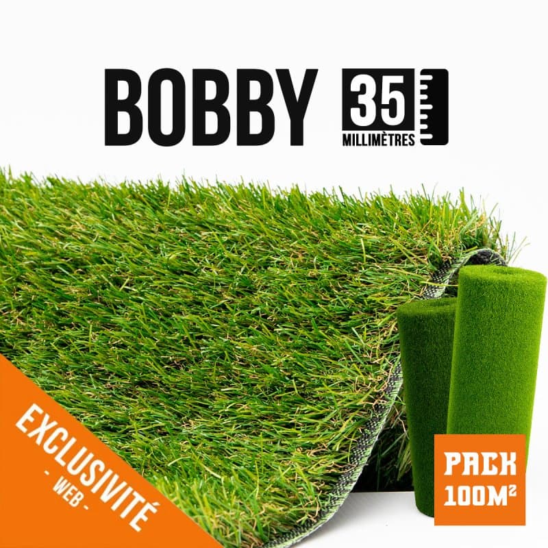 Pack 100m² 4mx25 gazon synthétique 35mm Bobby